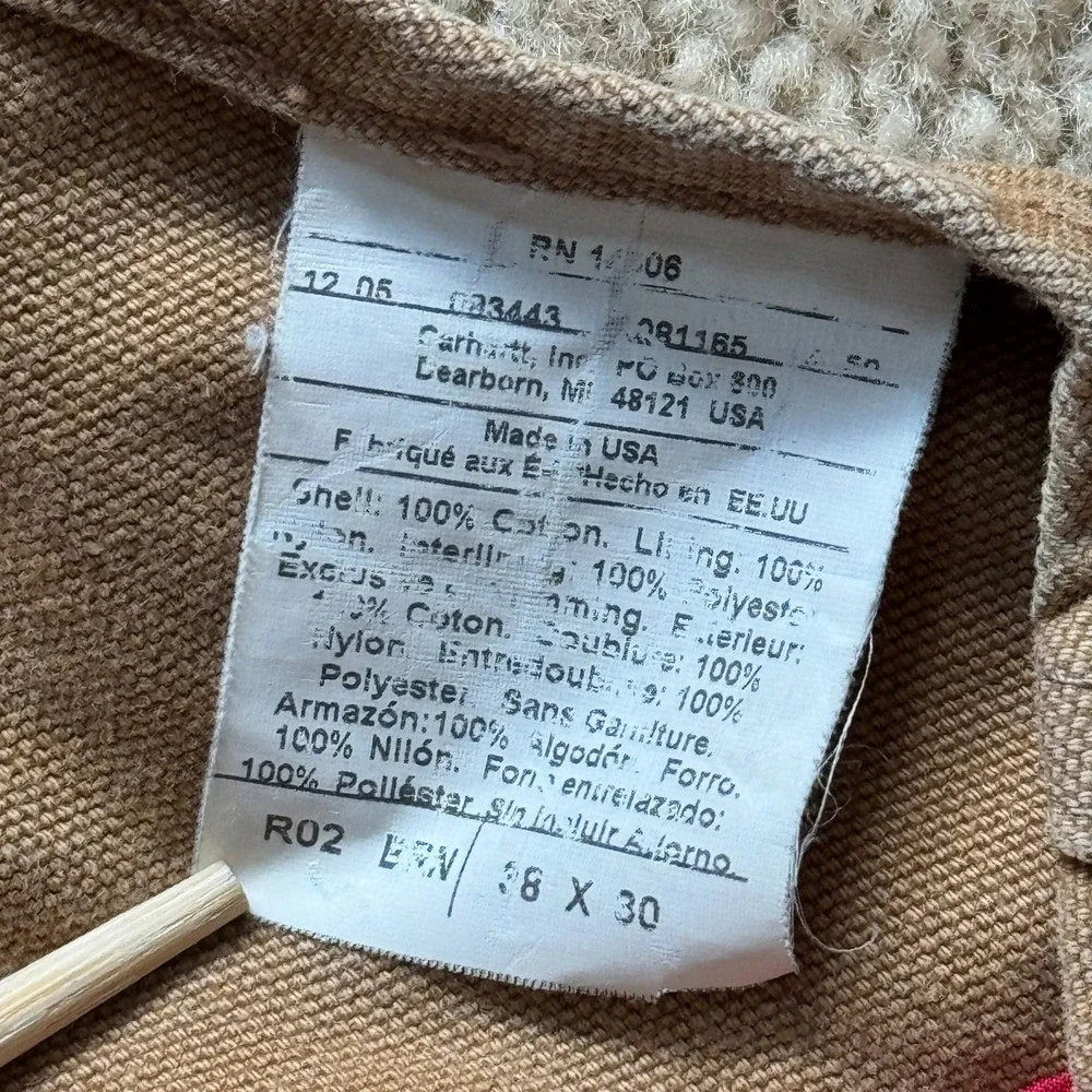 Vintage Carhartt Overall Mens 38 X 30 Duck Bib Insulated Quilt Lined Made In USA
